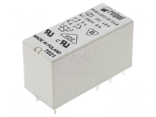 Releu Electromagnetic DPDT 48VDC 8A PCB