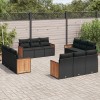 Gossi set canapele de gradina, 12 piese, cu perne, negru, poliratan