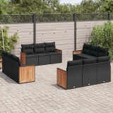 Gossi set canapele de gradina, 12 piese, cu perne, negru, poliratan