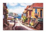 Cumpara ieftin Tablou peisaj citadin mediteranean pictat manual, Colt de rai, 100x70cm ulei pe panza Valentin Pop