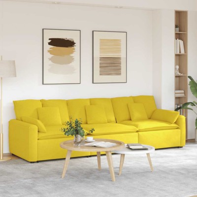 vidaXL Canapea modulară cu perne, galben deschis foto