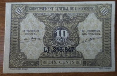 10 cents 1942 Indochina foto