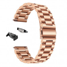 Curea din metal, adaptoare compatibile Samsung Gear S2 Sport, Rose Gold foto