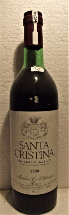 A76 -VIN CHIANTI CLASSICO, DOC, SANTA CRISTINA, recoltare 1980 cl 75 gr 12