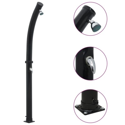 vidaXL Duș solar, negru, 214 cm, 20 L foto