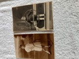 lot doua fotografii copii cu cercul de lemn . anii 1930.