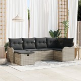 Set canapea de grădină vidaXL 6 piese cu perne gri deschis poli rattan