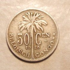 CONGO 50 CENTIMES 1926 MONEDA ISTORICA / VARIANTA FLAMANDA