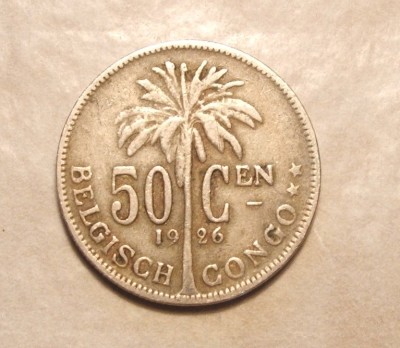CONGO 50 CENTIMES 1926 MONEDA ISTORICA / VARIANTA FLAMANDA foto