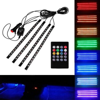 Kit 4 Lumini Ambientale RGB cu telecomanda, 12V, 18 LED, 32 cm LAL-18 foto