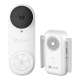Cumpara ieftin Kit sonerie video EZVIZ, conexiune Wi-Fi, rezolutie 3k, acumulator 5200mAh, PIR detectie miscare, unghi vizualizare ultra-larg, slot SDcard CS-DB2-Pro