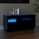 vidaXL Comodă TV cu lumini LED, negru, 80x35x40 cm