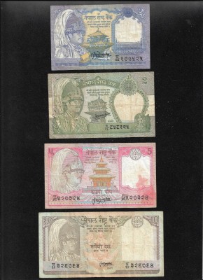 Set Nepal 1 + 2 + 5 + 10 rupii rupees foto