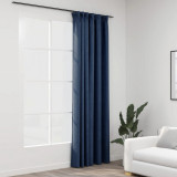 VidaXL Draperie opacă, aspect de in, albastru, 290x245 cm, cu c&acirc;rlige