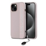 Husa pentru iPhone 15 / iPhone 14 / iPhone 13 - Karl Lagerfeld Saffiano Rhinestones&amp;Charm (KLHCP15SPSAKDGCP) - Pink