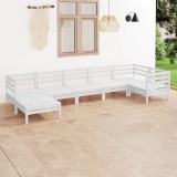 vidaXL Set mobilier de grădină, 7 piese, alb, lemn masiv de pin 3082965