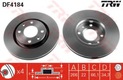 Disc frana PEUGEOT 207 SW (WK) (2007 - 2016) TRW DF4184 foto