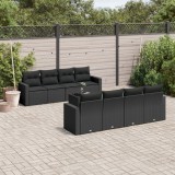 Cumpara ieftin Gossi set mobilier de gradina cu perne, 9 piese, negru, poliratan