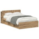 vidaXL Cadru de pat cu depozitare Stejar Artizanal 120 x 200 cm 3433359