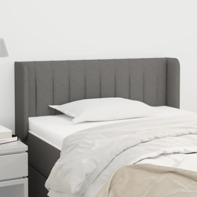 vidaXL Tăblie de pat cu aripioare gri &amp;icirc;nchis 83x16x78/88 cm textil 3118981 foto