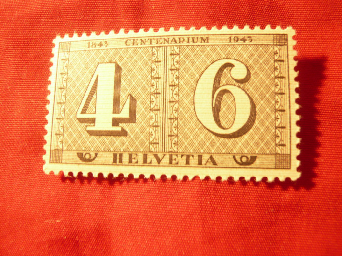 Serie 1 valoare Elvetia 1943 - 100 Ani Timbrul elvetian