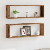 Set 2 rafturi vidaXL din lemn vechi, 80x15x26 cm, lemn ingineresc