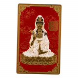 Card feng shui din metal kwan yin quan yin pe lotus impotriva accidentelor si vatamarilor, Stonemania Bijou
