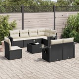 Cumpara ieftin Gossi set mobilier de gradina cu perne, 9 piese, negru, poliratan