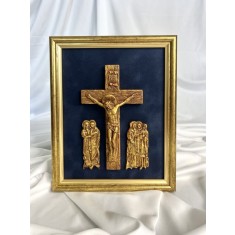 Crucifix &ndash; ceramică, acril și foiță aurie