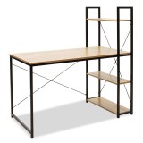Birou Ramon cu biblioteca reversibile, Stejar - Negru, 122 x 64 x 120 cm