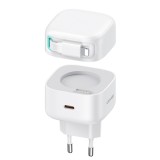 Incarcator priza usb-c pd35w cu cablu lightning, usams xmf, white