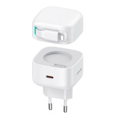 Incarcator priza usb-c pd35w cu cablu lightning, usams xmf, white foto