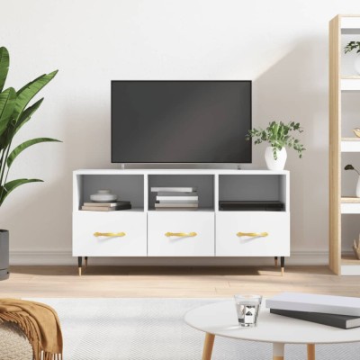 vidaXL Dulap TV, alb, 102x36x50 cm, lemn prelucrat foto