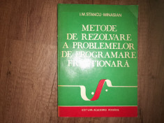 I.M. Stancu Minasian Metode de rezolvare a problemelor de programare fractionara foto