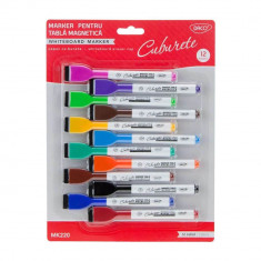 Set 12 Markere Tabla Magnetica DACO cu Burete, 12 Culori Diferite, Marker, Markere Colorate, Markere cu Cerneala Colorata, Set Markere Colorate, Marke