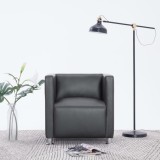 Cumpara ieftin Fotoliu cubic, gri, piele ecologică