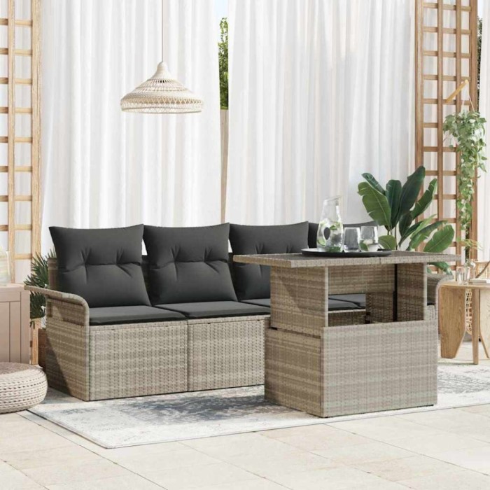 vidaXL Set de canapele pentru grădină 5 pcs Gri deschis Rattan poli 3356925