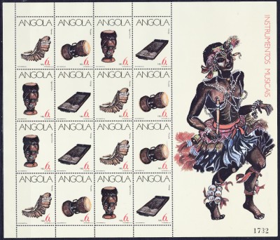 DB1 Angola 1991 Instrumente Muzicale MS MNH foto