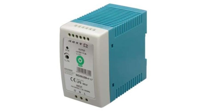 POS MDIN100W12, sursă de alimentare subțire cu montare pe șină DIN 12V/8.3A, carcasă din plastic