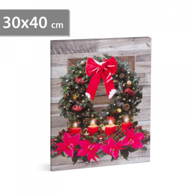 Tablou de Crăciun &amp;ndash; LED &amp;ndash; cu agățătoare, 2 baterii AA &amp;ndash; 30 x 40 cm (58468) foto