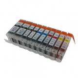 Set 10 cartuse compatibile Canon PGI-5BK-CLI8BK-CLI8Y-CLI8C-CLI8M, Multicolor