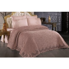 Lenjerie Pat Jacquard Jedi Jx019, Bumbac, 6 Piese, Fara Elastic, Crem