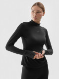 Lenjerie termoactivă scămoșată (bluză) din material reciclat pentru femei - neagră, 4F Sportswear