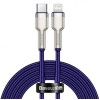Cablu Date si Incarcare USB-C - Lightning Baseus Cafule Metal Series, 20W, 2m, Mov CATLJK-B05, Apple