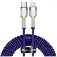 Cablu Date si Incarcare USB-C - Lightning Baseus Cafule Metal Series, 20W, 2m, Mov CATLJK-B05