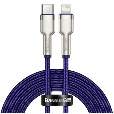 Cablu Date si Incarcare USB-C - Lightning Baseus Cafule Metal Series, 20W, 2m, Mov CATLJK-B05 foto