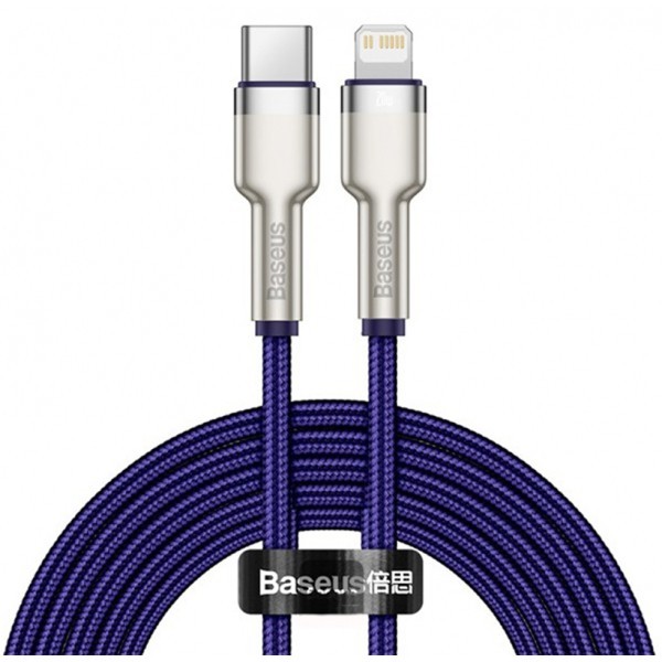 Cablu Date si Incarcare USB-C - Lightning Baseus Cafule Metal Series, 20W, 2m, Mov CATLJK-B05
