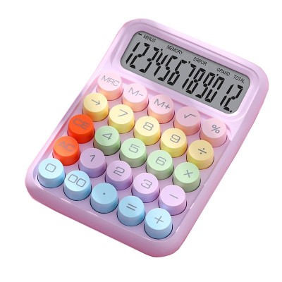 Calculator Electronic pentru Copii, Flippy, Calculator Dragut pentru Scoala Primara, Ecran mare 12 digits si Tastatura Mecania, 16 x 11 x 2 cm, Roz foto
