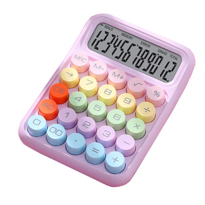 Calculator Electronic pentru Copii, Flippy, Calculator Dragut pentru Scoala Primara, Ecran mare 12 digits si Tastatura Mecania, 16 x 11 x 2 cm, Roz