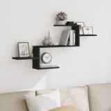 Gossi raft de perete, negru, 104x15x49 cm, lemn prelucrat